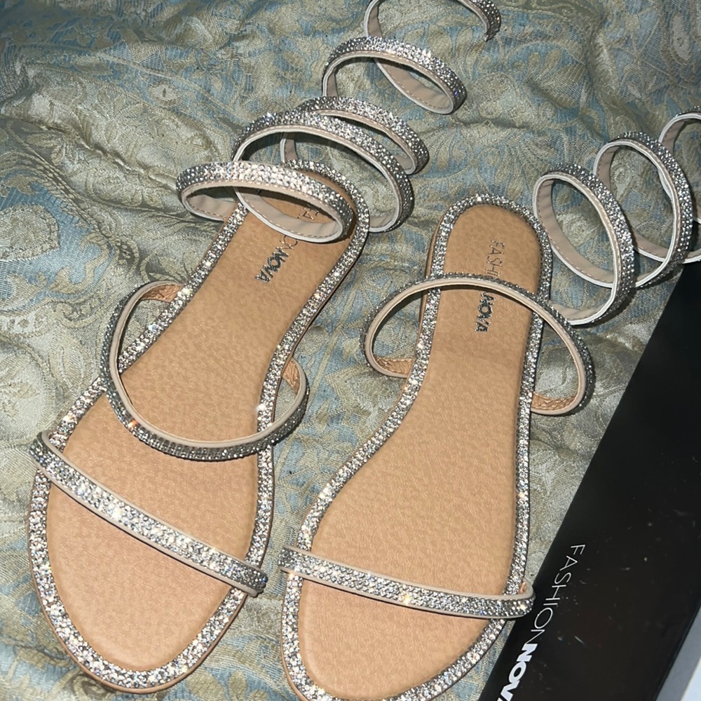 Never worn size 8W fashion nova sandals